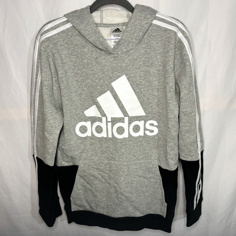 Boy's Adidas Hoodie, Gray, Black, White, Size XL 18/20